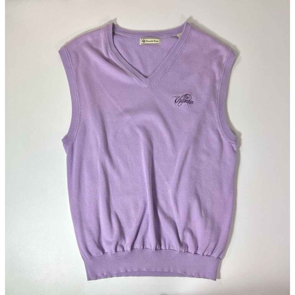 Donald Ross Med Lavender Golf Sweater Vest V-Neck “The Virginian” Embroidered